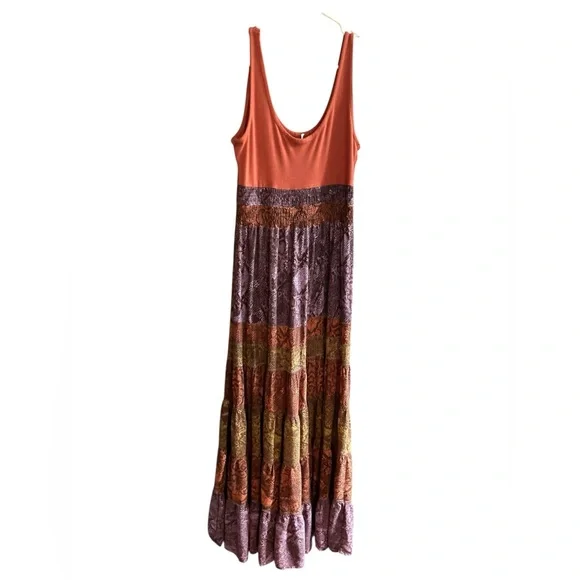Anthropologie Colima Tiered Maxi Dress M Multicolor Snake Print Boho - Picture 12 of 15